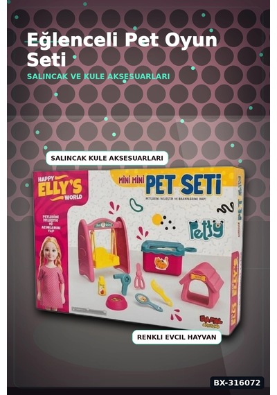 Ellys World Oyuncak Bebek Ve Pet Seti - Kaydırak İle Salıncak Oyun Seti Bx-316072 Çok Renkli