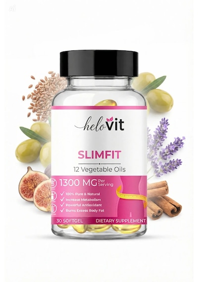 Helovit Slimfit 1300 Mg 12 Bitkisel Yağ İçeren Takviye Ve Yağ Yakım Desteği 30 Softjel