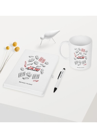 Kişiye Özel Dünyanın En Iyi Öğretmeni Temalı Beyaz Defter Kalem K N11.1043