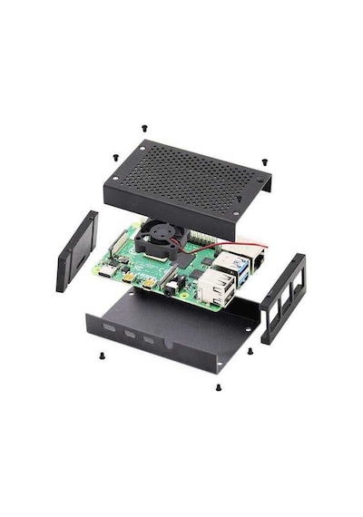 Robotistan-Raspberry Pi 4 Alüminyum Muhafaza Kutusu (Fanlı)