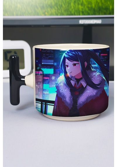 Va-11 Hall-a Baskılı Seramik Lüks Kupa 1 Adet T Şeklinde Özel Siyah Kulp Dalga Kulp V2t Çok Renkli