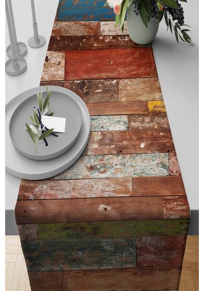 Çok Renkli Modern Temalı Premium Masa Örtüsü Runner Rnr029n11