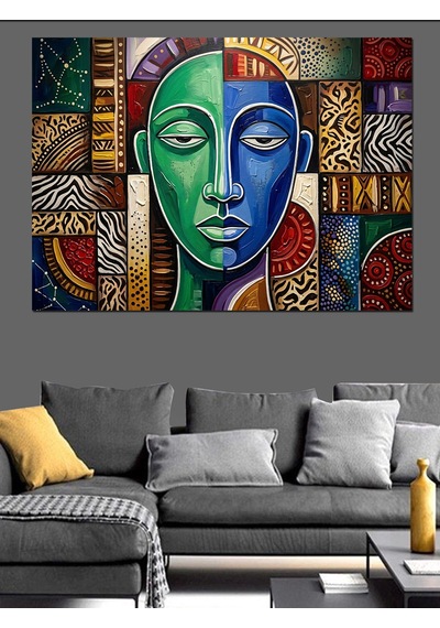 İki Yüzlü Soyut Modern Sanat Dekoratif Kanvas - Mdf Ahşap Tablo