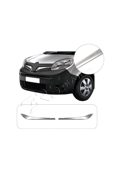 Renault Kangoo Uyumlu 2013-2018 Krom Ön Panjur 2 Parça Paslanmaz Çelik