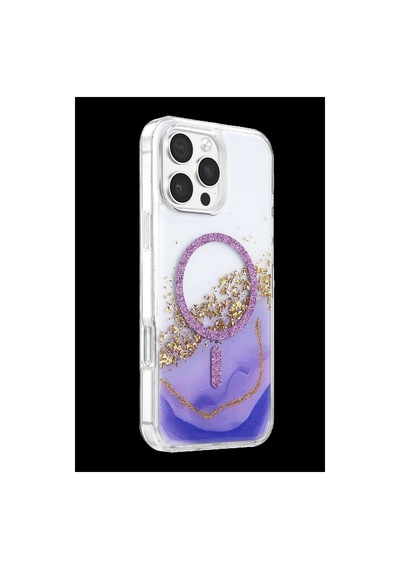 Onegif Apple Uyumlu iPhone 16 Pro Max Lotus Simli Magsafe Kapak - Mor