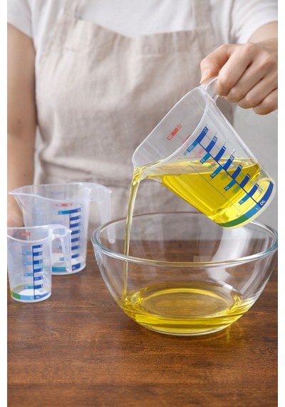 Kulplu Ölçü Kabı 3 Adet Seti - 300ml, 500ml, 1000ml - 8 Farklı Ölçü Birimli - Pastacı Şeffaf