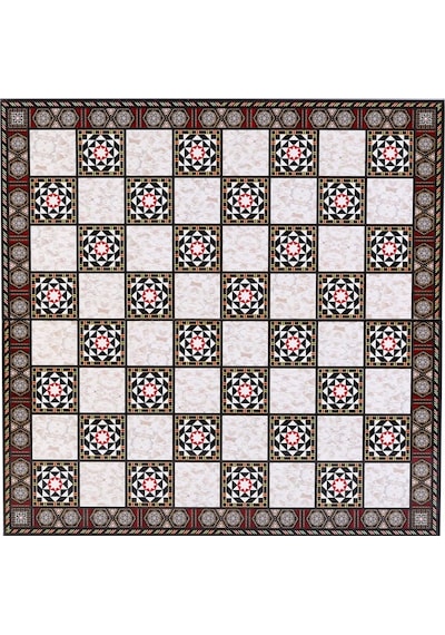 Büyük Boy Metal Pegasus Atları Satranç Takımı Parlak Ve Katlanır Sedef Desenli Mdf Ahşap Satranç Tahta 43x43 Cm.
