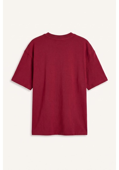 Defacto %100 Pamuk Oversize Bisiklet Yaka Kısa Kollu Basic Tişört Erkek Çocuk G6486a826aubr196 Bordo-br196