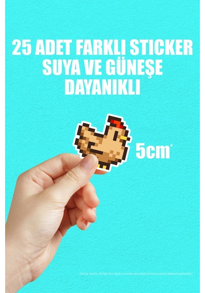 Stardew Valley Oyunu Telefon Laptop Bullet Journal Yapışkanlı Folyo Sticker Paketi 25 Adet Çok Renkli