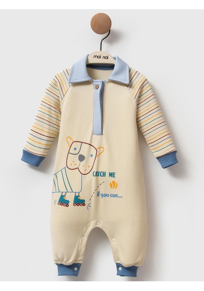 Moi Noi Baby Moi Noi Baskılı 3-12 Ay Tulum - Bej