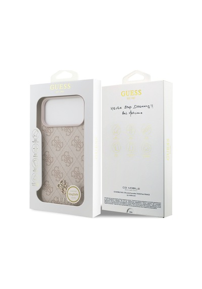 Apple Uyumlu iPhone 18 Pro Max Kılıf Guess  Lisanslı M-safe Şarj Özellikli Small 4g Classic Kapak Pembe