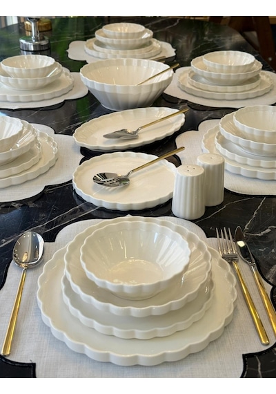 29 Parça 6 Kişilik Passion Porselen Yemek Takımı -5192 Beyaz