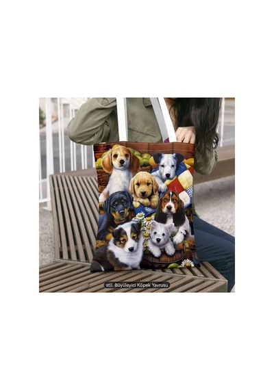 Organıcyou Yıwu 1 Adet Şık Köpek Baskılı Kanvas Tote Çanta, Sabit Omuz Askısı İle, Günlük Charming Pupy Tual Organıcyou Yıwu 1 Adet Şık Köpek Baskılı Kanvas Tote Çanta, Sabit Omuz Askısı İle, Günlük Charming Pupy Tual