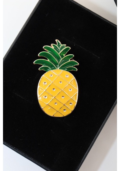 Kristal Taşlı Ananas Broş. Yaka İğnesi Broş. Taşlı Broş. Kadın Broş. Erkek Broş. Broş. Ananas Broş. Çok Renkli