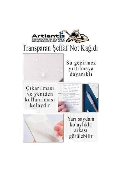Yapışkanlı Şeffaf Not Kağıdı 50 Yaprak 1 Paket Kare Transparan Postit 75x75mm Yarı Saydam İşaretleyici Aydınger Not