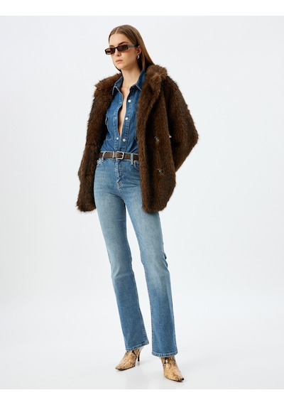 Koton Düşük Bel İspanyol Paça Slim Fit Düğmeli Cepli Kot Pantolon - Flare Jean Orta İndigo 5wal40239md İndigo Koton Düşük Bel İspanyol Paça Slim Fit Düğmeli Cepli Kot Pantolon - Flare Jean Orta İndigo 5wal40239md İndigo