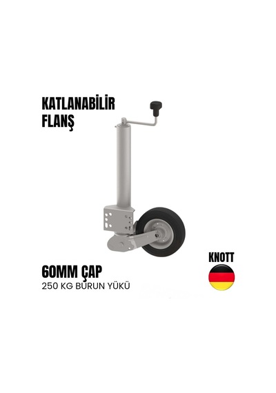 Knott Destek Tekeri Pilot Teker 250 Kg 60mm - Katlanabilir Flanşlı - Krikolu-2037