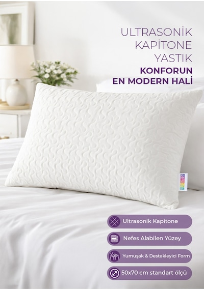 Ultrasonik Kapitone Yastık - 800 Gram Beyaz