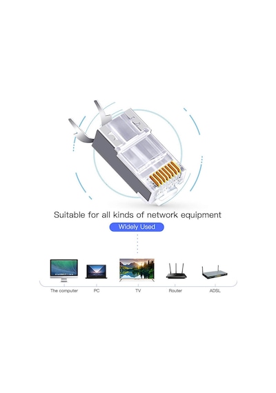 Cat7 Cat6A EZ Yeni Nesil RJ45 Delikli Metal Konnektör - 100 Adet