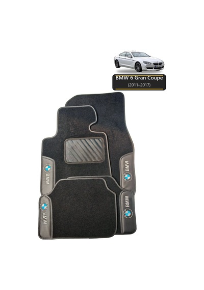 Oto Halı Paspas Seti Bmw 6 Gran Coupe 2011 2017 Uyumlu Sport Kaymaz & Şık Tasarım - Siyah - Tasarım 1