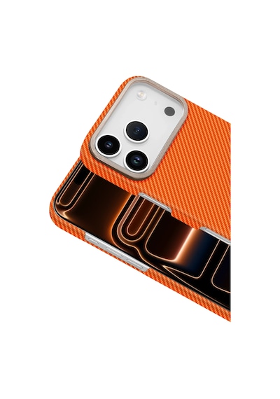 İthalat Apple iPhone Uyumlu  17 Vega Magsafe Kapak - Turuncu Beyaz