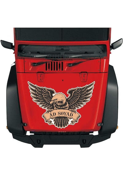 Kişiye Özel Ad Soyad Kartal Sticker - Kartal Eagle Beşiktaş Sticker - Araba Oto Motosiklet Karavan Sticker - 00070 50x35 Cm