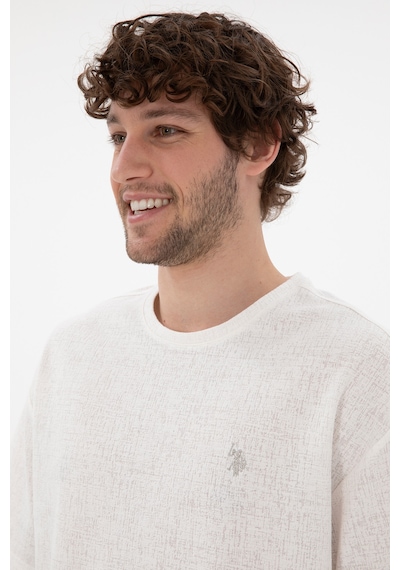 U.S. Polo Assn. Erkek Comfort Fit Bisiklet Yaka Ekru Jakarlı İnterlok Tişört 50308448-VR019 U.S. Polo Assn. Erkek Comfort Fit Bisiklet Yaka Ekru Jakarlı İnterlok Tişört 50308448-VR019