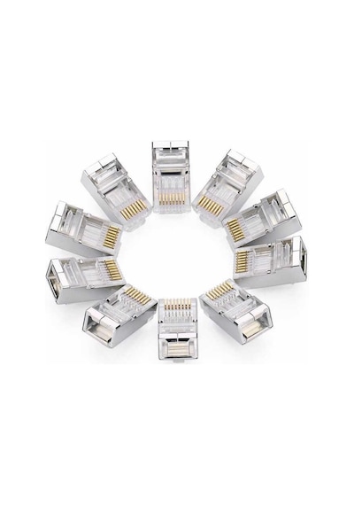 100 Adet - Cat5 Cat6 Metal Konnektör Jack 8p8c Rj45 Ağ Bağlantı Konnektörü