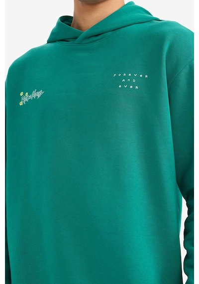 Defacto Rıck And Morty Boxy Fıt Kapüşonlu Baskılı Kalın Sweatshirt Kumaşı Sweatshirt F8136ax26spgn384 Yeşil-gn384