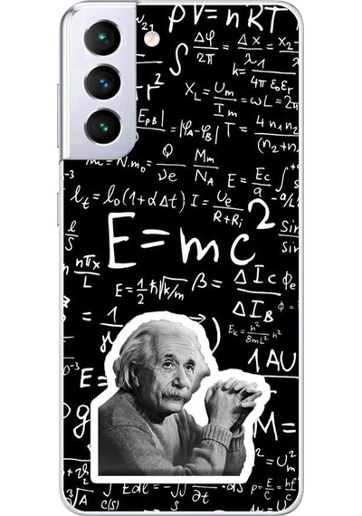 Samsung Galaxy S21+ Uyumlu Şeffaf Kılıf Albert Einstein Tasarımlı