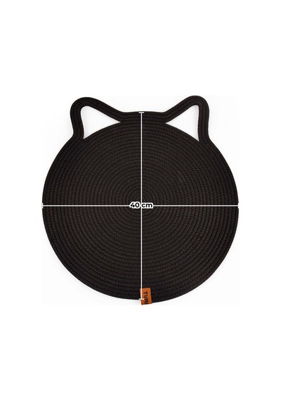Gobypet Jüt Kulaklı Yuvarlak Kedi Köpek Mama Yatak Önü Paspası Hasır Kedi Matı 40 x 40 CM