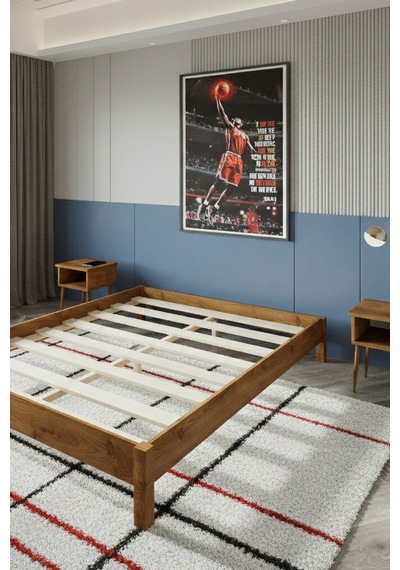 Renazzo Loft Masif Ahşap Karyola Ceviz 160x200 Ceviz - 160 X 200