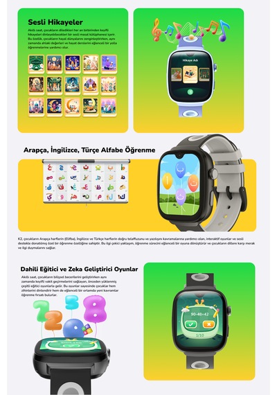 Iqibla Qwatch Aman K2 Akıllı Çocuk Saati (Distribütör Garantili)
