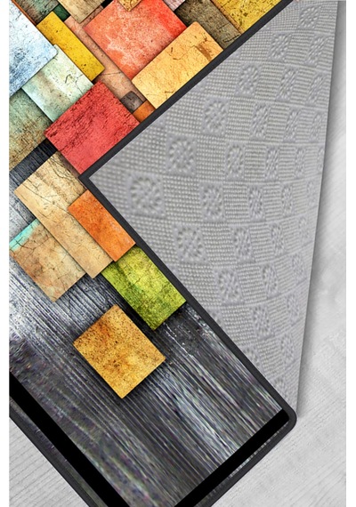 Rovigo Home Dijital Baskı Yıkanabilir Kaymaz Taban Salon Halısı RVG0250 Çok Renkli