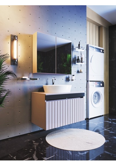 Mina Banyo Dolabı Takımı 75 Cm Özel Seri Gri