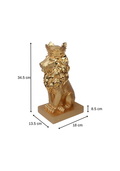 Lüks Taçlı Aslan Heykeli 35 Cm Büyük Boy Dekoratif Premium Biblo Büst Yeni Ev & Ofis Hediyesi