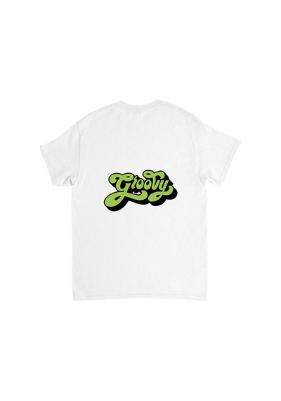 Paybuy Erkek Retro Grafik Baskılı Groovy Yazılı Kısa Kollu Tişört %100 P Beyaz