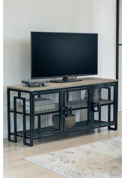 Dekoratif Metal Gövdeli Ahşap Raflı Tv Ünitesi 3 Raflı 3 Kapaklı Tv Sehpası 120 X 30 Cm Televizyon Ünitesi Siyah Dekoratif Metal Gövdeli Ahşap Raflı Tv Ünitesi 3 Raflı 3 Kapaklı Tv Sehpası 120 X 30 Cm Televizyon Ünitesi Siyah