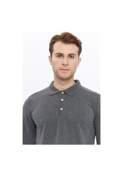 Uniprom Erkek Uzun Kollu Polo Yaka Pamuk Tişört Uzun Kollu T Shirt Antrasit Melanj Antrasit Melanj