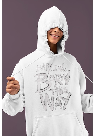 Sevbano Lady Gaga Baby I Was Born This Way Şarkı Baskılı Unisex Oversize beyaz