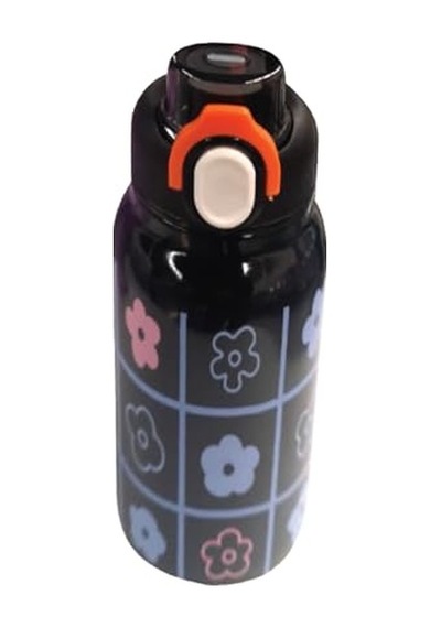 Çelik İçli Termos 550ml Siyah Çiçekli 01