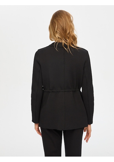 Faik Sönmez Beli Tünelli Astarsız Örme Blazer Ceket S26ckt007 Us26ckt00710 Siyah