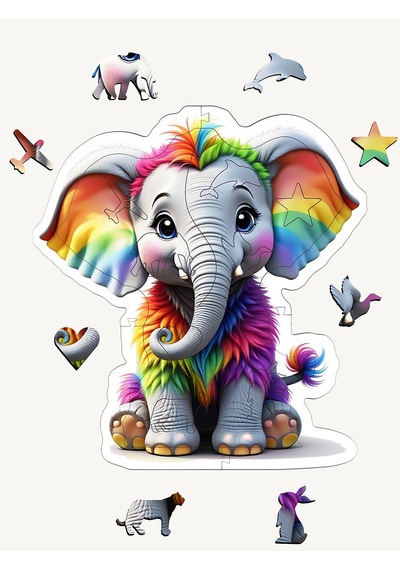 Ncpuzzles Bambuu (Fıl), 15 Parça Ahşap Puzzle, Bul Tak