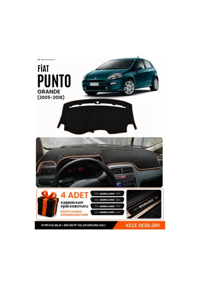 Fıat Punto Grande 2005-2018 Uyumlu Torpido Örtüsü, Torpido Kılıfı - Siyah-kahverengi - Fı016