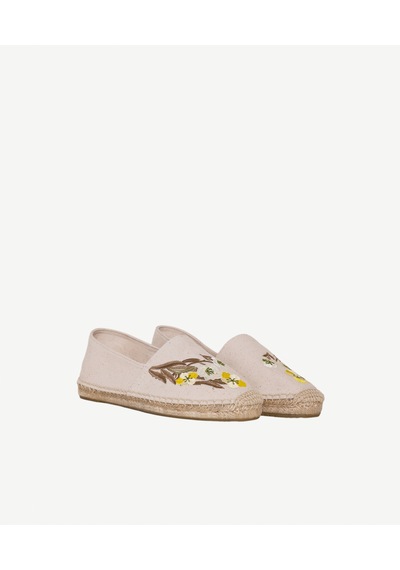 Yargıcı Küçük Çiçek Desenli Nakış İşleme Espadril 26ykay4028x 006 Ekru