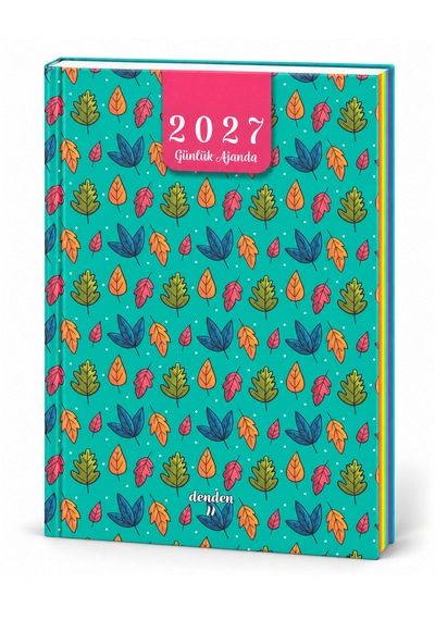 2027 Günlük Ajanda Yapraklar Yeşil Çok Renkli