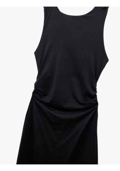 Koton Slim Fit Kolsuz Bisiklet Yaka Drapeli Sırt Detaylı Midi Elbise Siyah 5sak80419ek Siyah Koton Slim Fit Kolsuz Bisiklet Yaka Drapeli Sırt Detaylı Midi Elbise Siyah 5sak80419ek Siyah