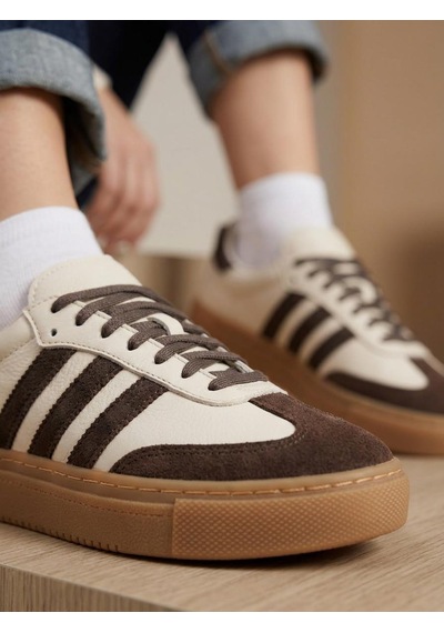Potinonline 3020 Kadın Hakiki Deri Sneaker Ayakkabı Bej/kahve
