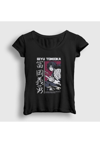Noıssey Kadın Siyah Giyu Tomioka V4 Anime Demon Slayer Kimetsu No Yaiba T-shirt 298719tt