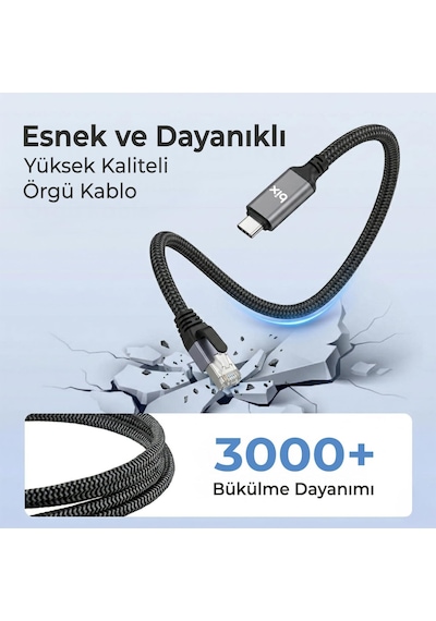 C6c01 Usb-c To Rj45 1000mbps Gigabit Ethernet Dönüştürücü Cat6 Kablo 1 Metre Thunderbolt 3/4/5, Standart